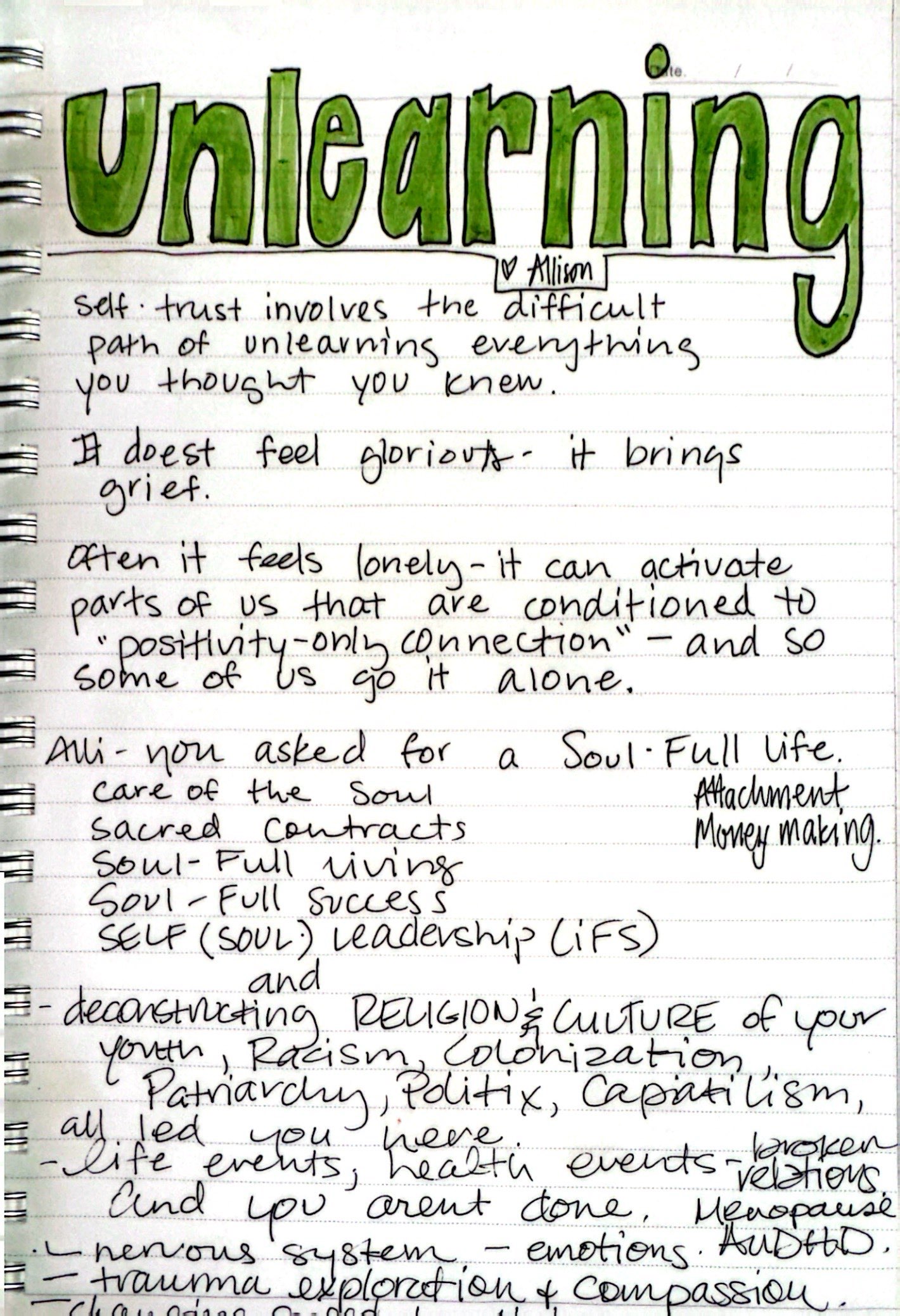 UNLEARNING (In my journal)